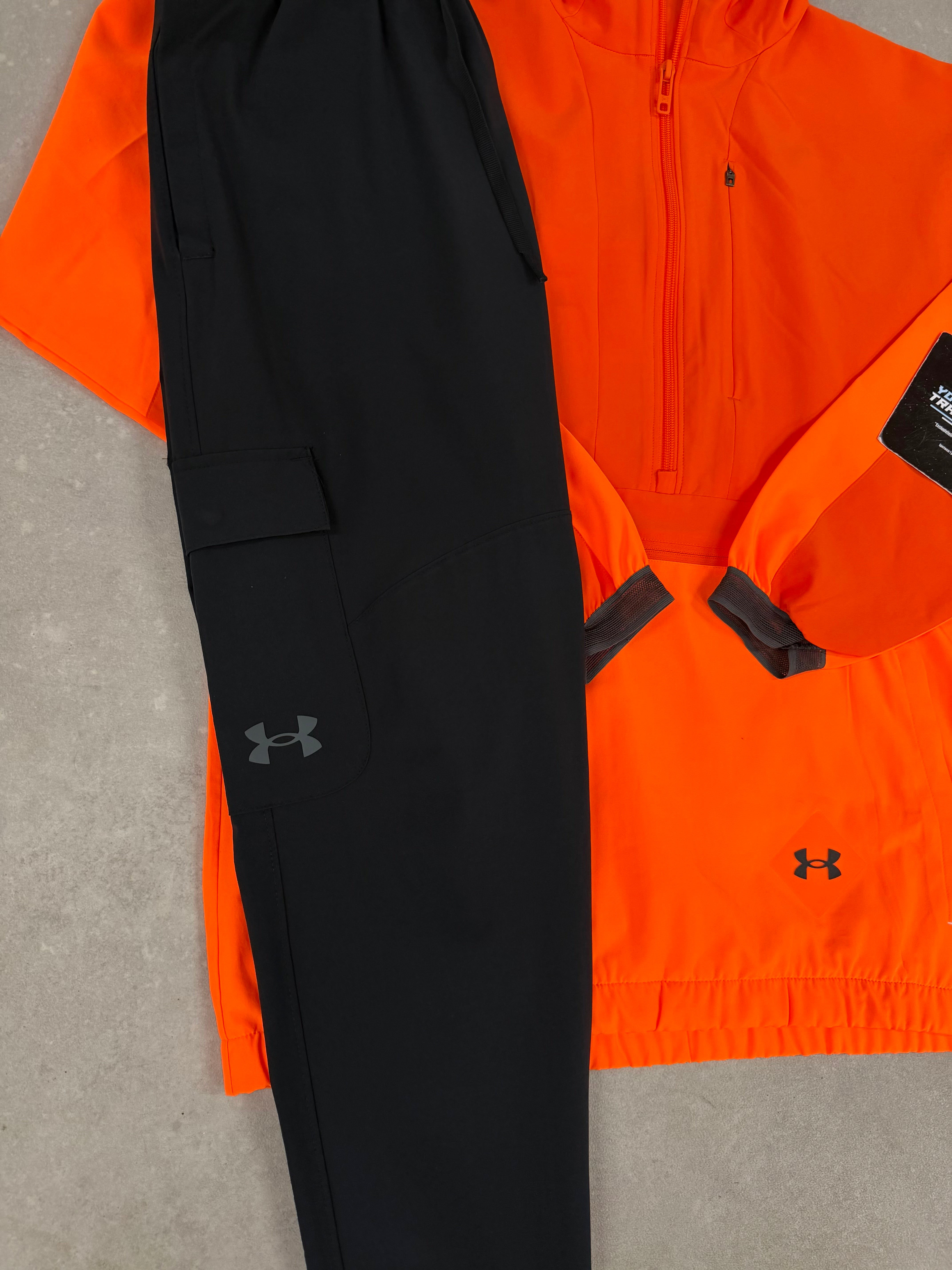 UNDER ARMOUR CARGO BLACK & ORANGE TRACKSUIT // VERY EXCLUSIVE