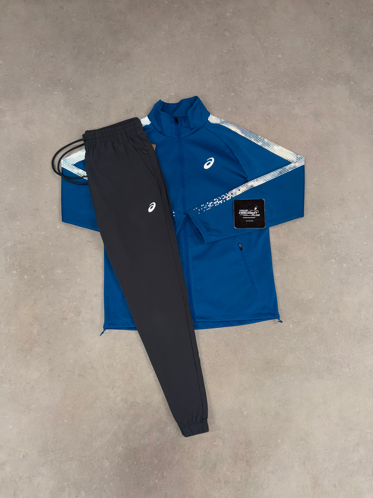 ASICS BLUE & GREY SOFT-SHELL TRACKSUIT // VERY EXCLUSIVE