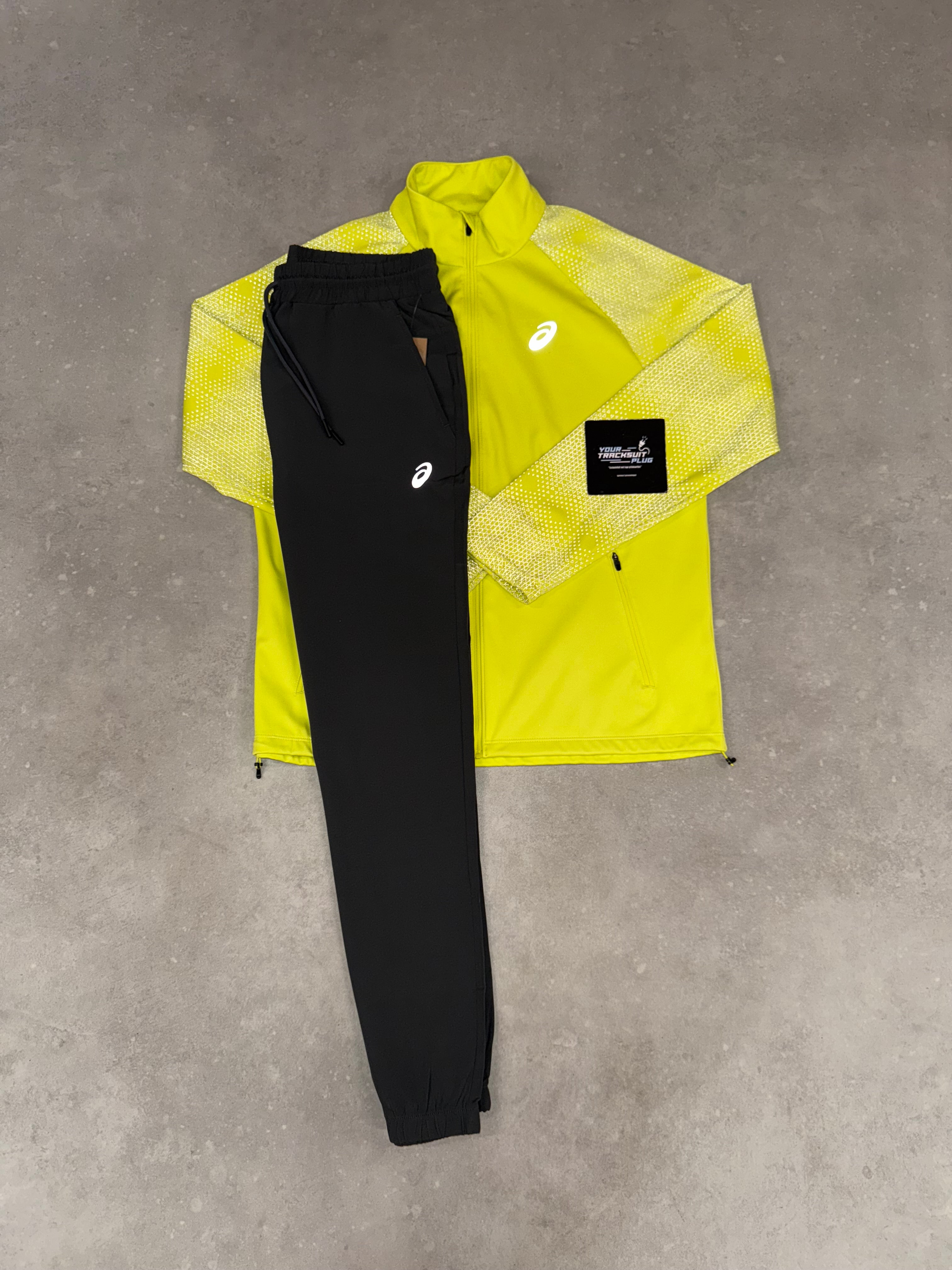 ASICS SOFT-SHELL YELLOW TRACKSUIT WITH SMOKE GREY PANTS // LIMITED EDITION