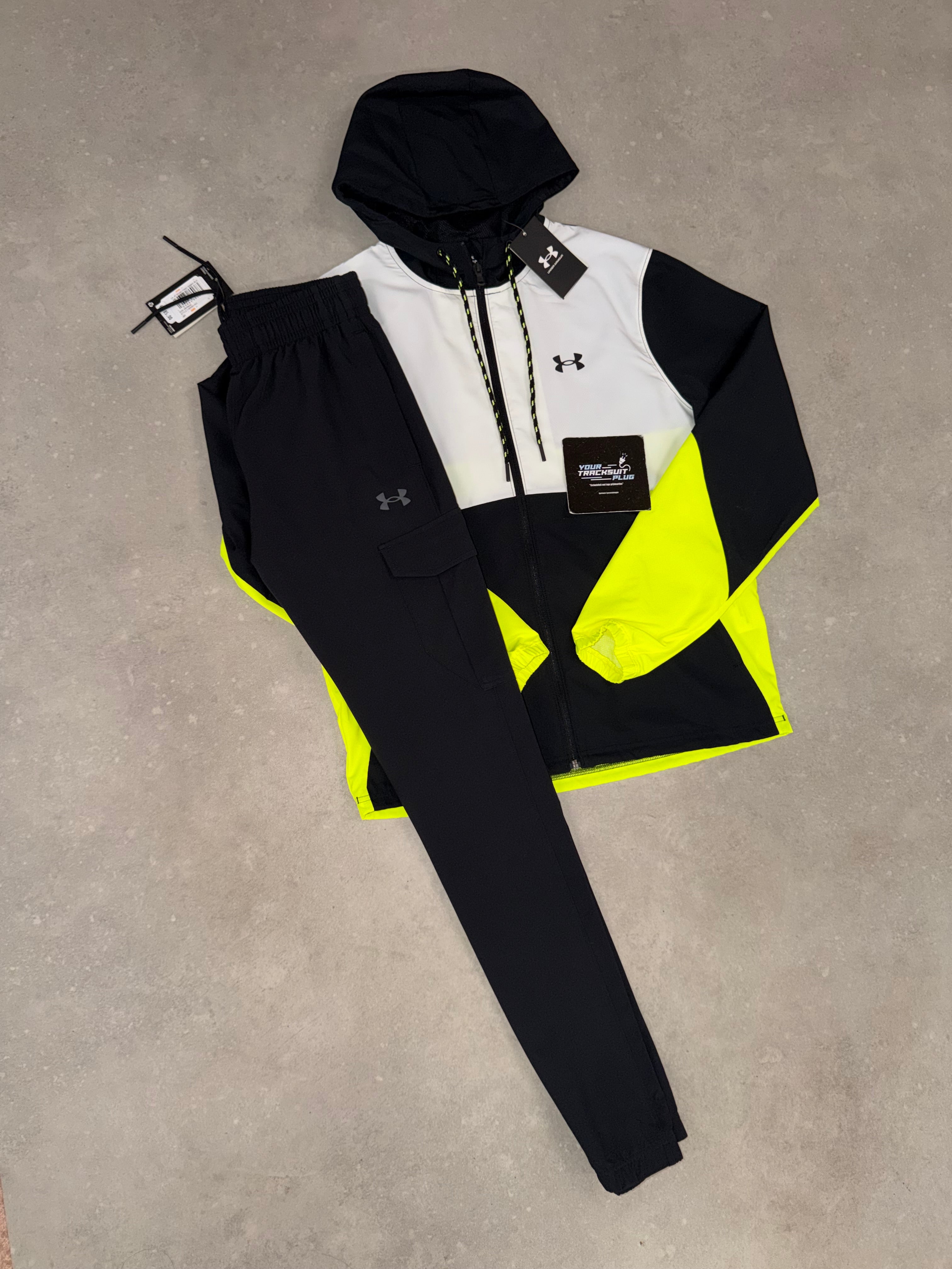 UNDER ARMOUR BLACK ~WHITE & YELLOW TRACKSUIT // VERY EXCLUSIVE