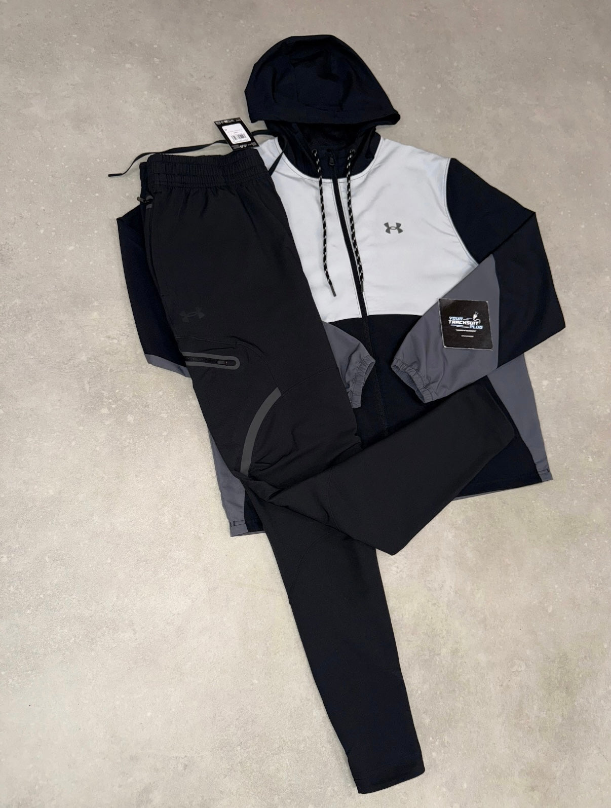 UNDER ARMOUR TRACKSUIT BLACK WHITE & GREY // VERY EXCLUSIVE