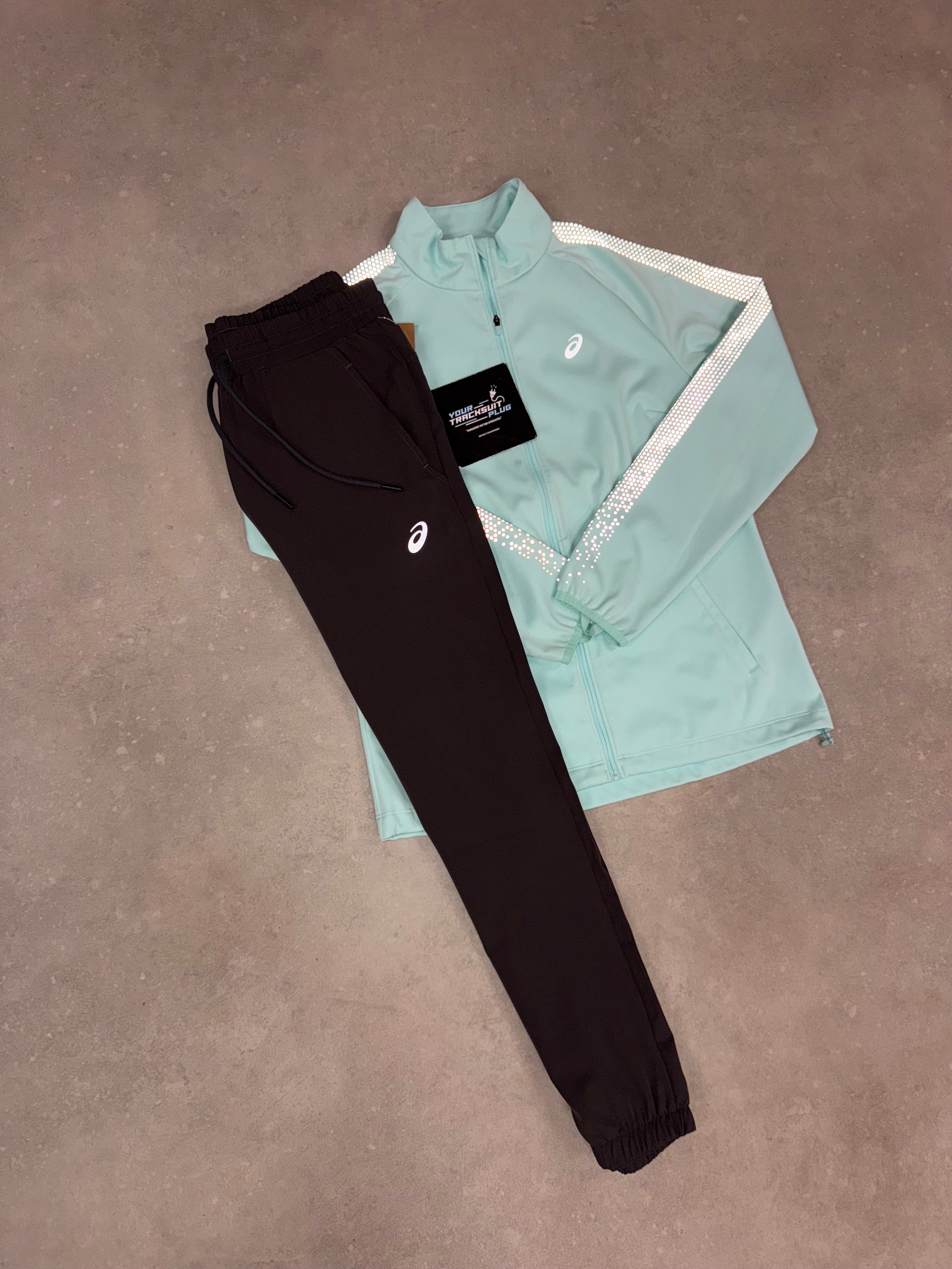 ASICS TRACISUIT MINT GREEN & GREY SOFT-SHELL TRACKSUIT // EXCLUSIVE