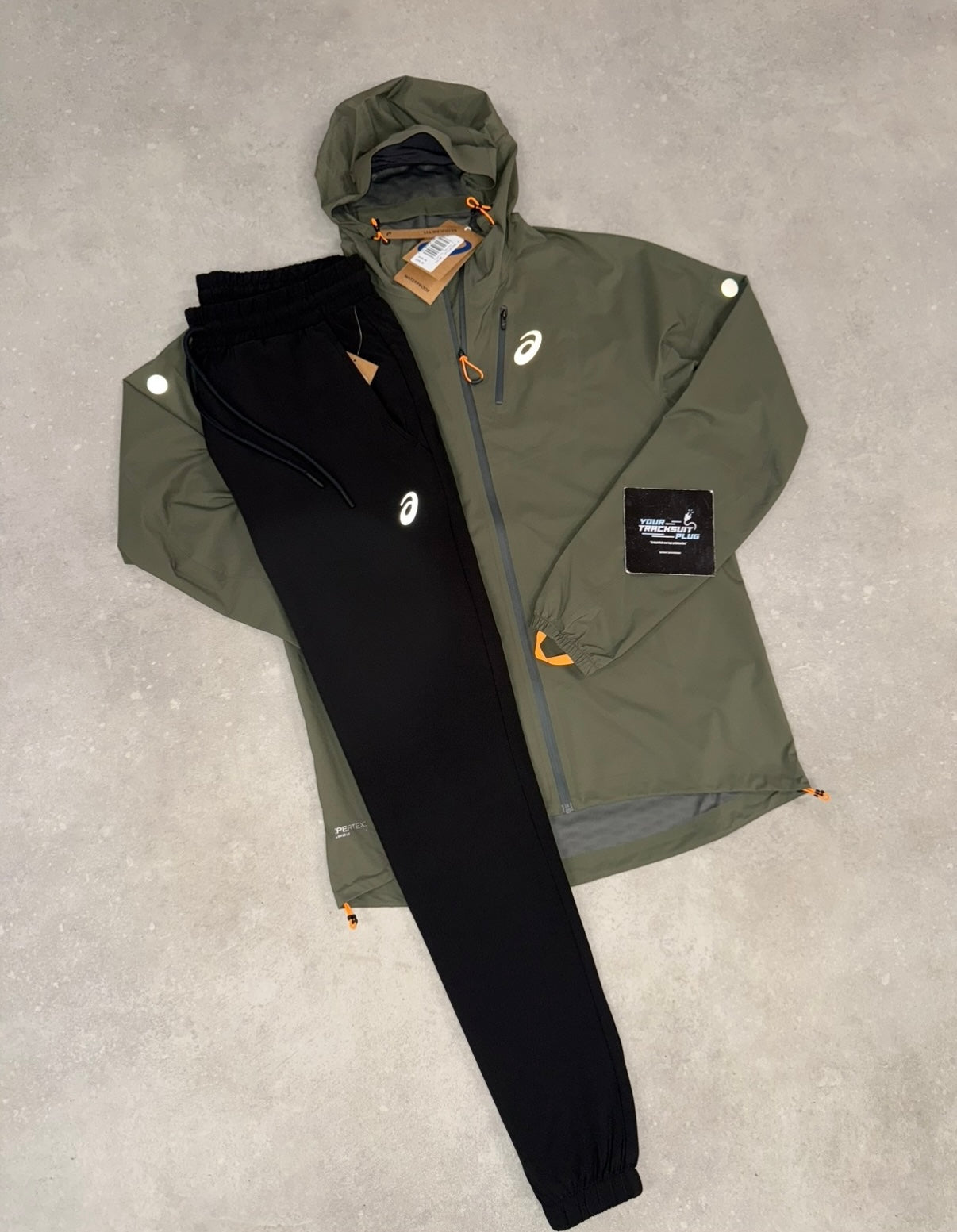 ASICS SOFT-SHELL TRACKSUIT KAKI GREEN & BLACK