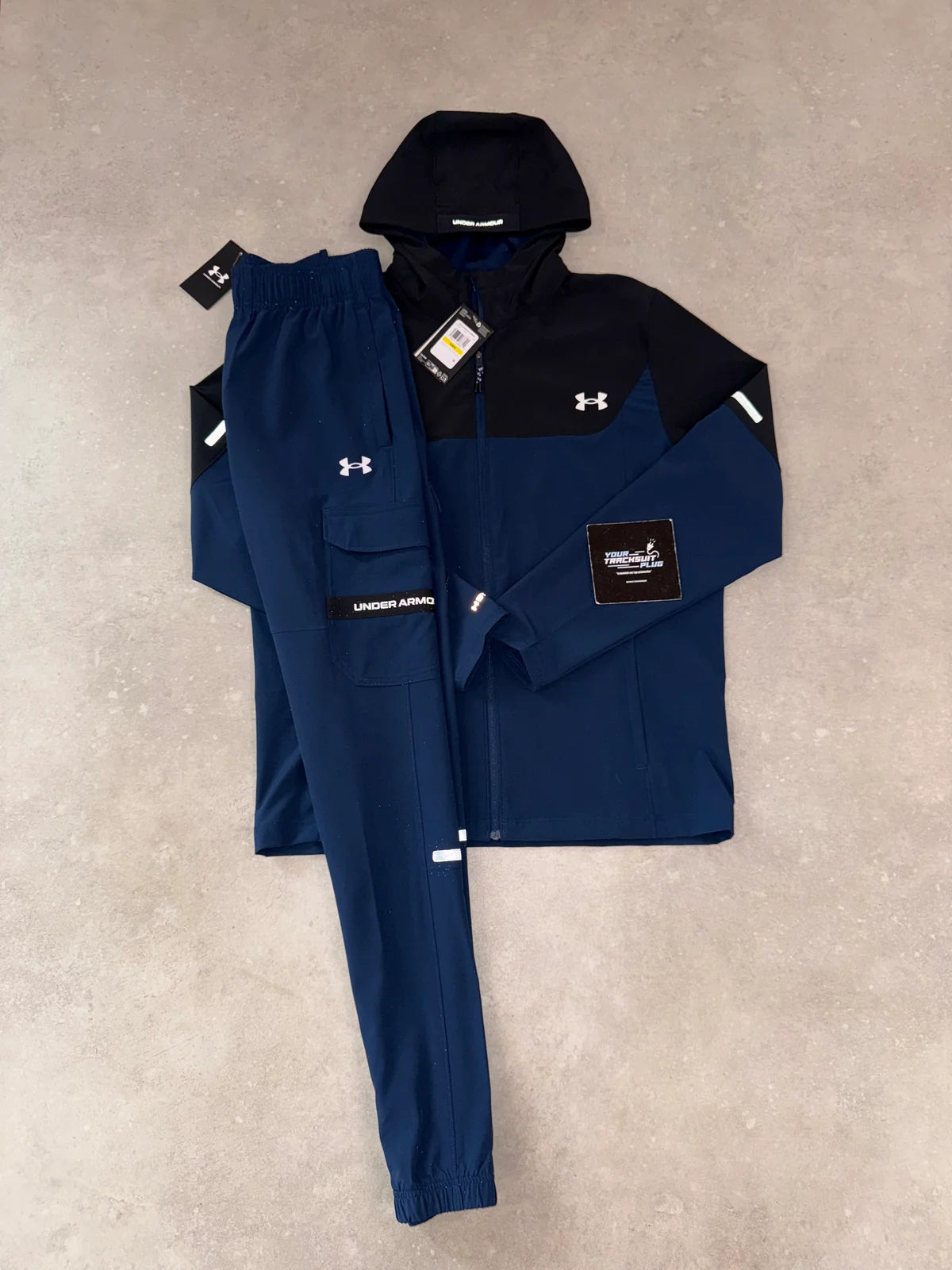 UNDER ARMOUR NAVY BLUE & BLACK  TRACKSUIT // THE LATEST