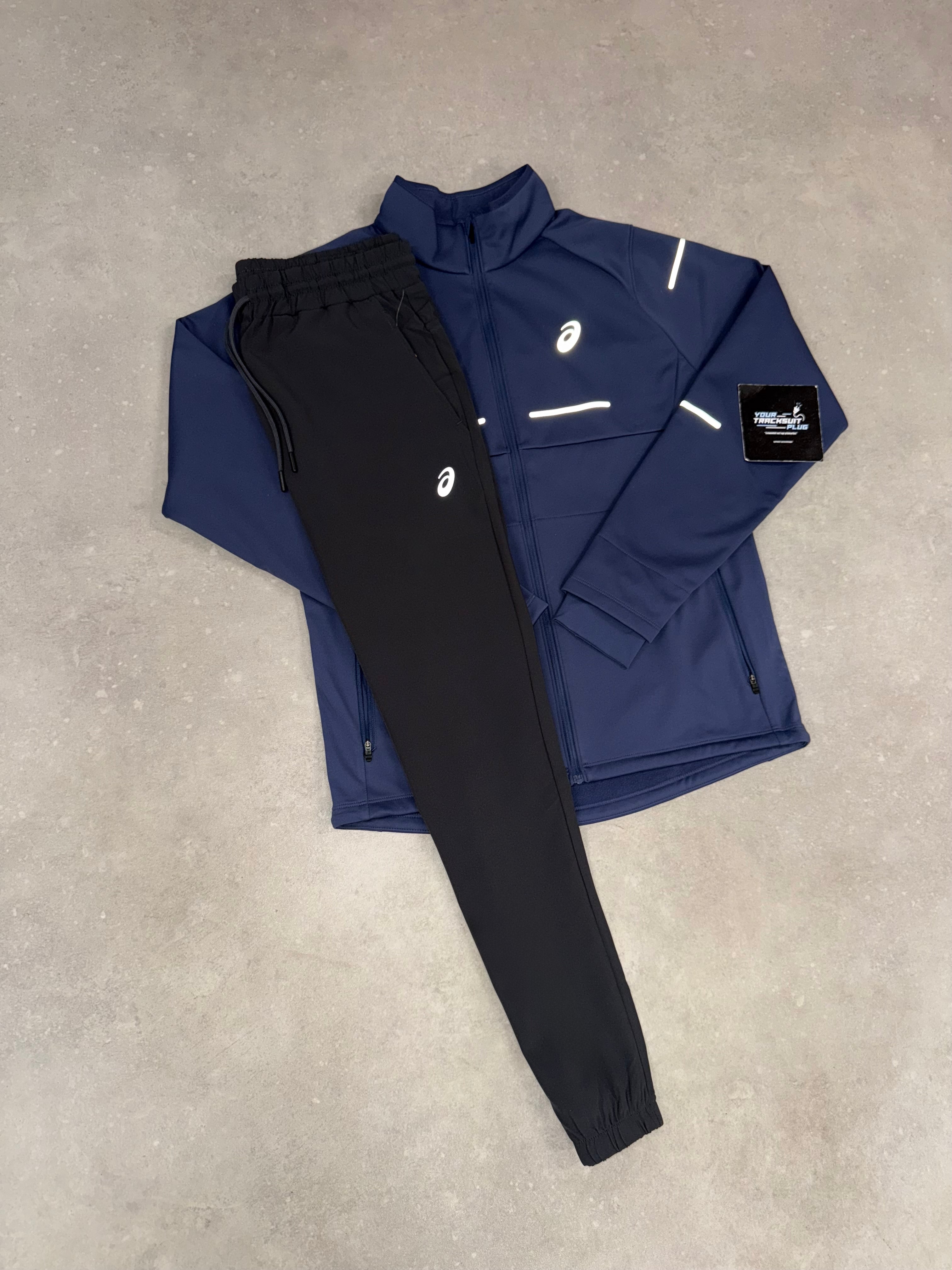 ASICS BLUE & GREY SOFT-SHELL TRACKSUIT // EXCLUSIVE