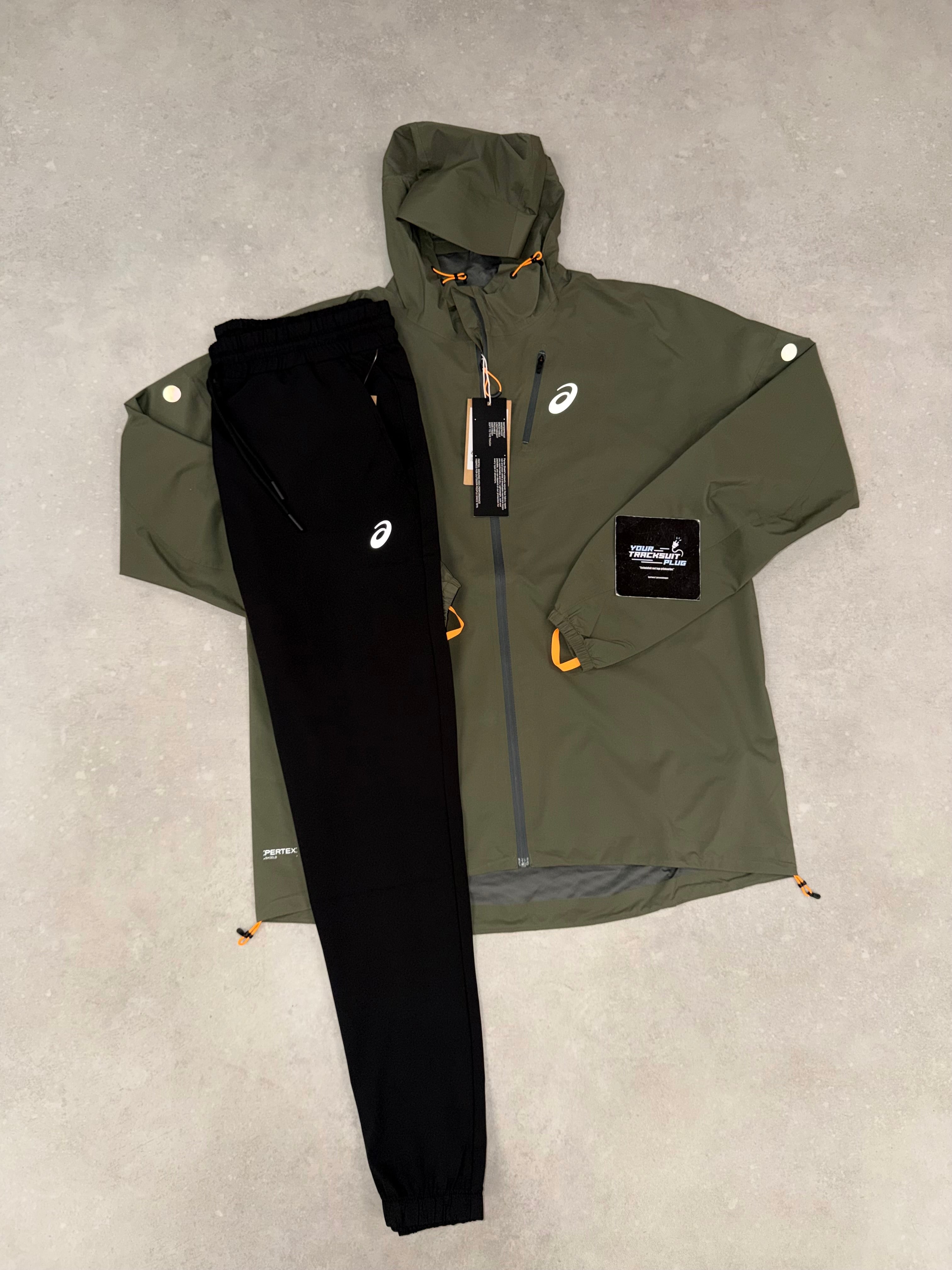 ASICS SOFT-SHELL TRACKSUIT GREEN & BLACK // THE LATEST