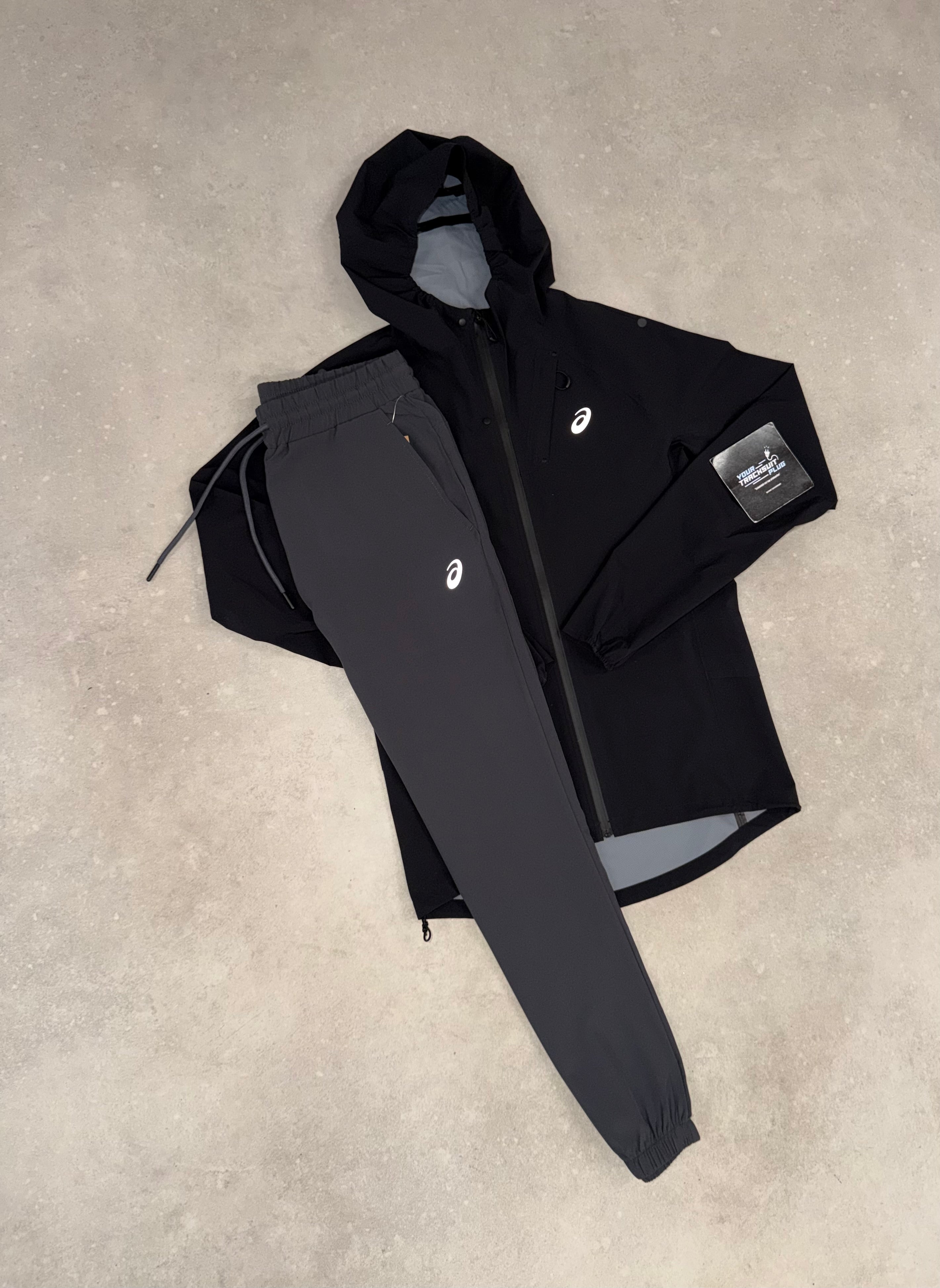 ASICS SOFT-SHELL TRACKSUIT BLACK & GREY // EXCLUSIVE EDITION