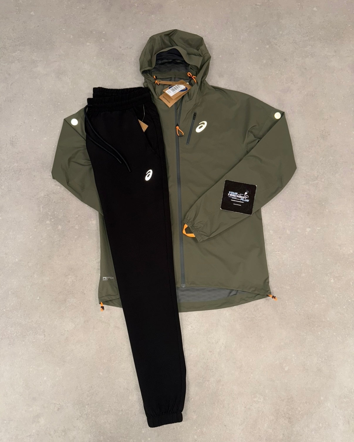 ASICS SOFT-SHELL TRACKSUIT KAKI GREEN & BLACK