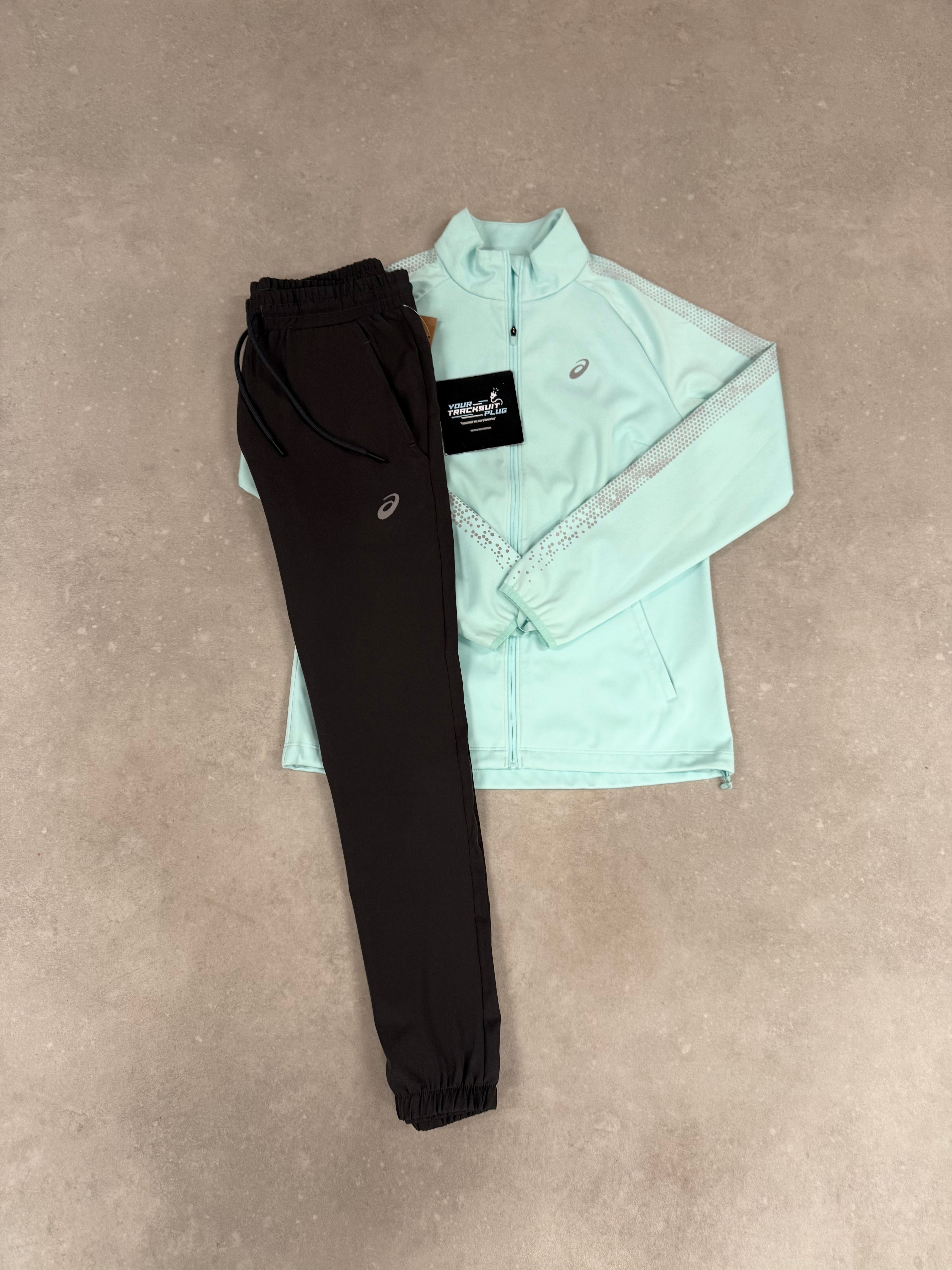 ASICS TRACISUIT MINT GREEN & GREY SOFT-SHELL TRACKSUIT // EXCLUSIVE