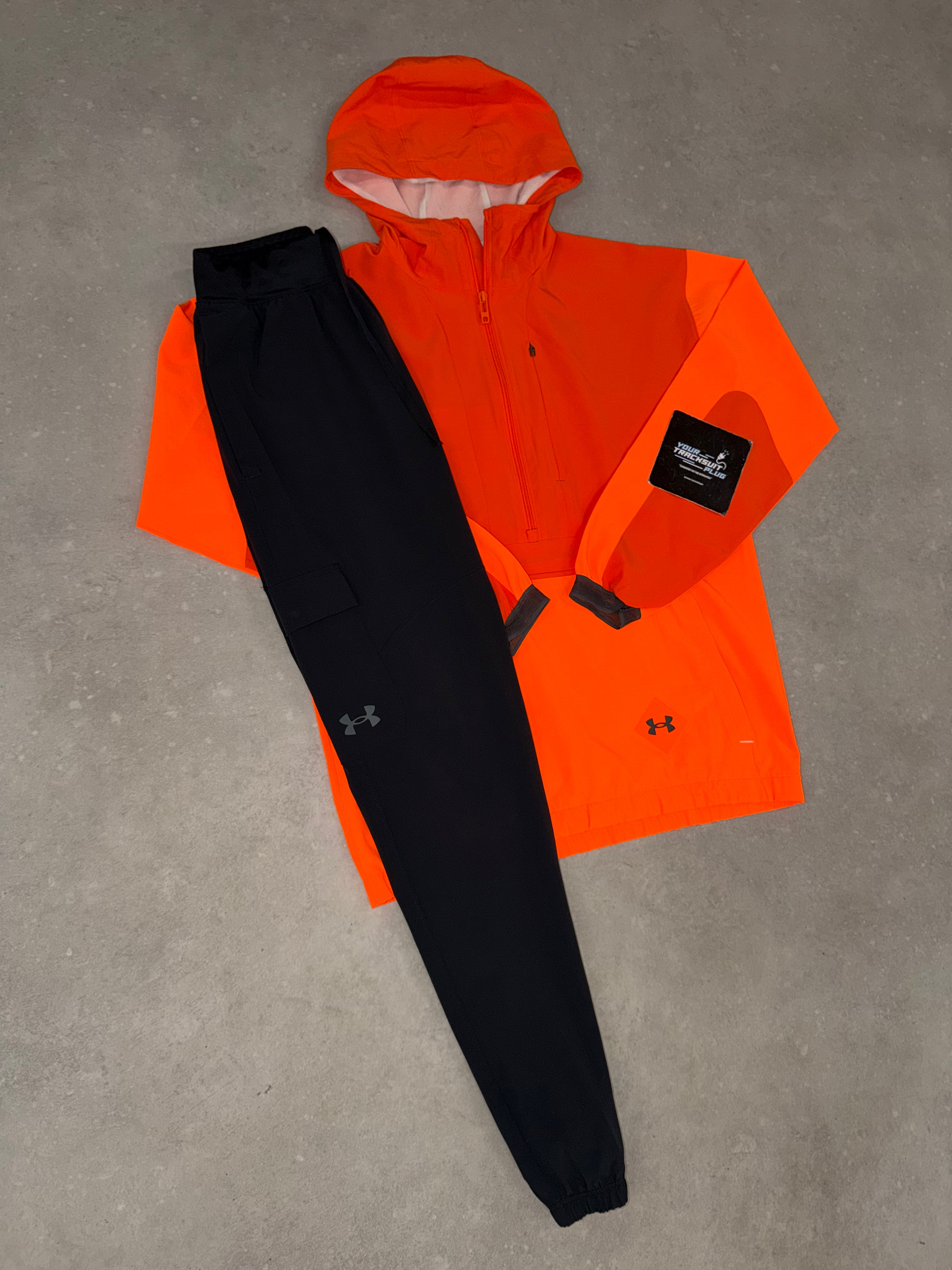 UNDER ARMOUR CARGO BLACK & ORANGE TRACKSUIT // VERY EXCLUSIVE