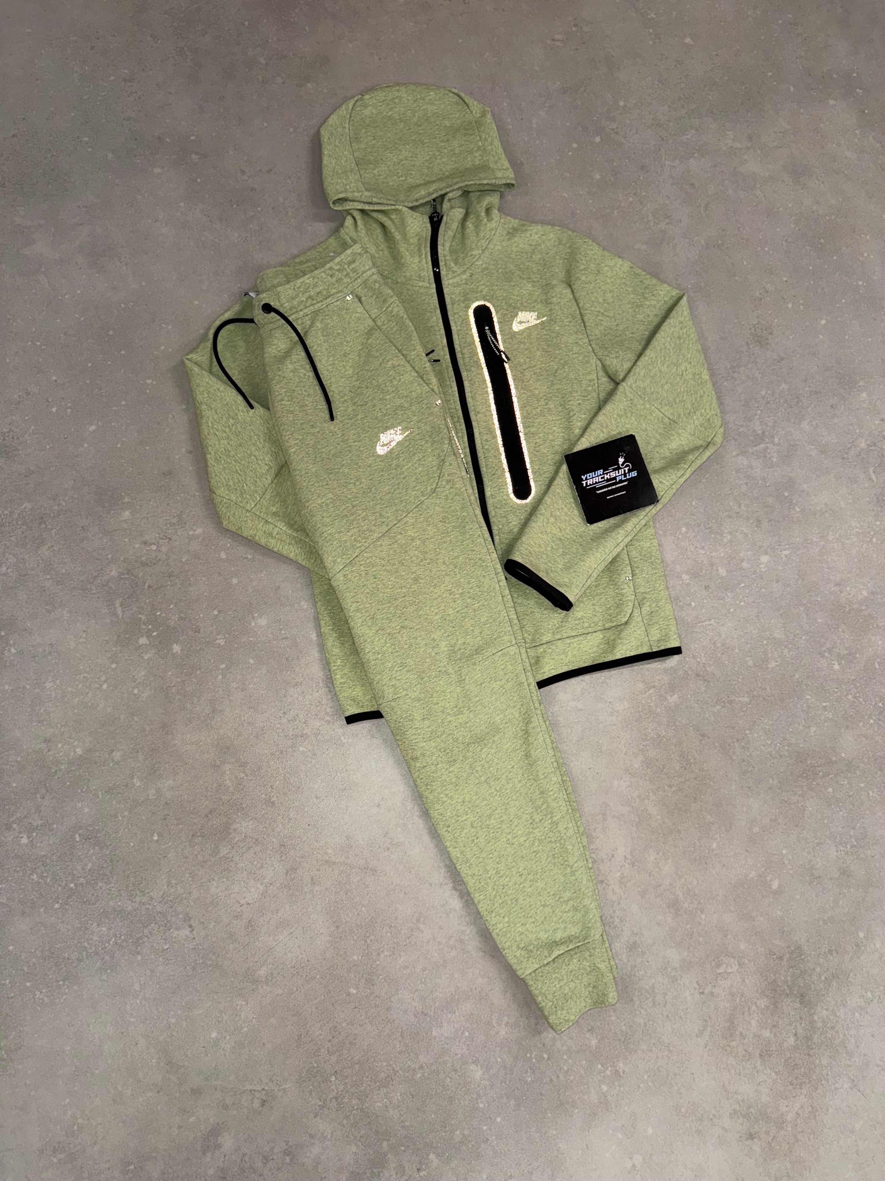 green tech fleece tracksuit