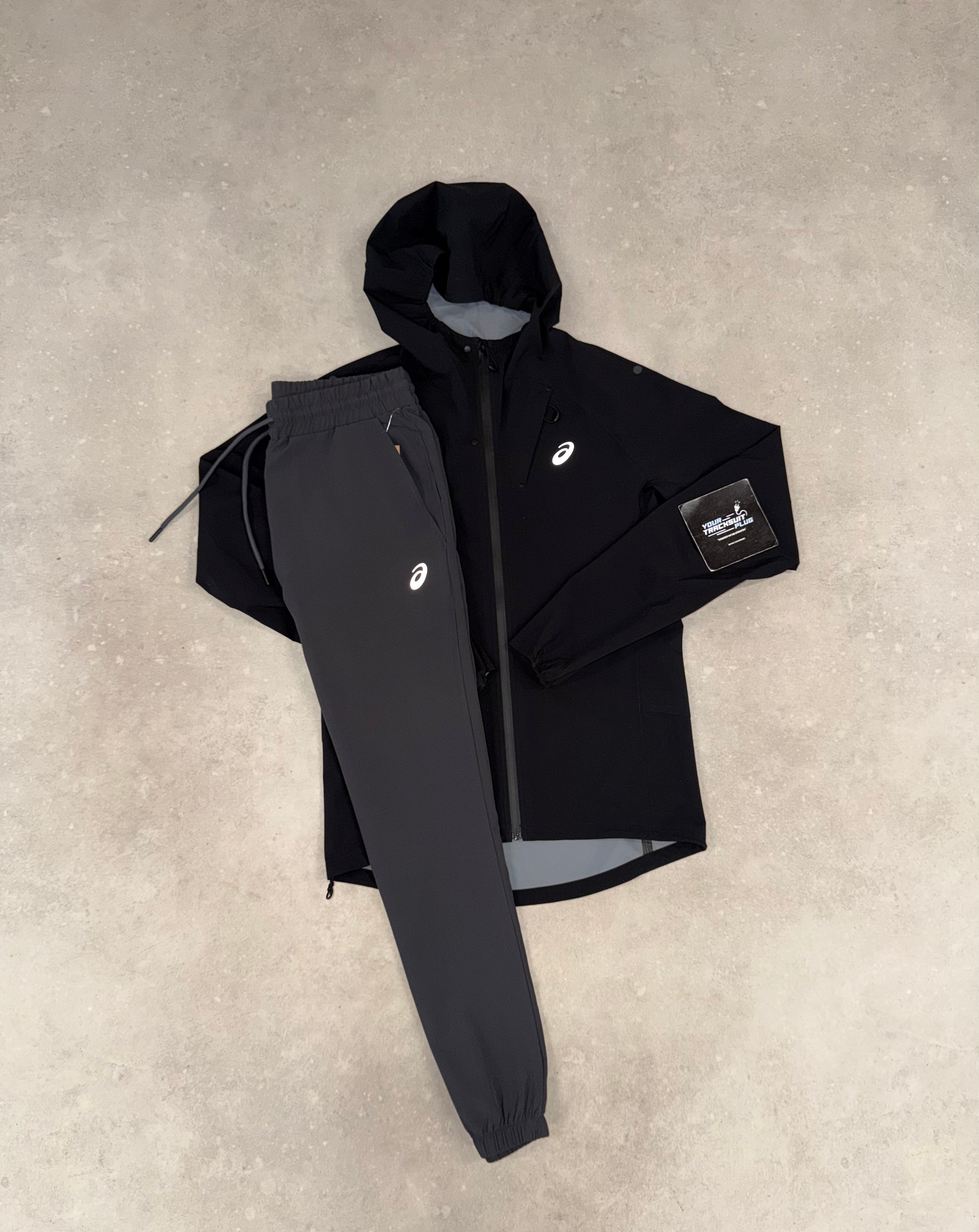 ASICS SOFT-SHELL TRACKSUIT BLACK & GREY // EXCLUSIVE EDITION