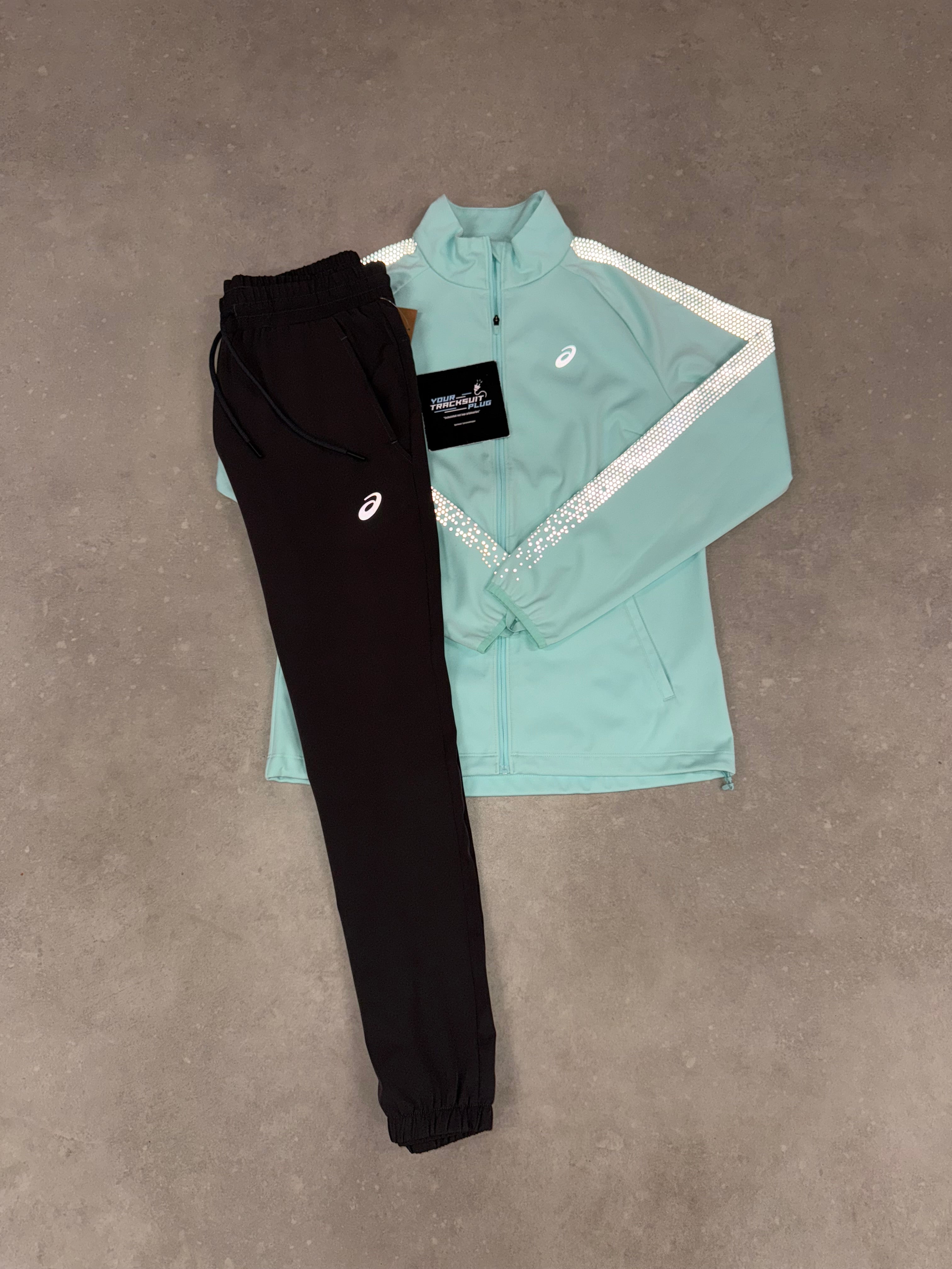 ASICS TRACISUIT MINT GREEN & GREY SOFT-SHELL TRACKSUIT // EXCLUSIVE