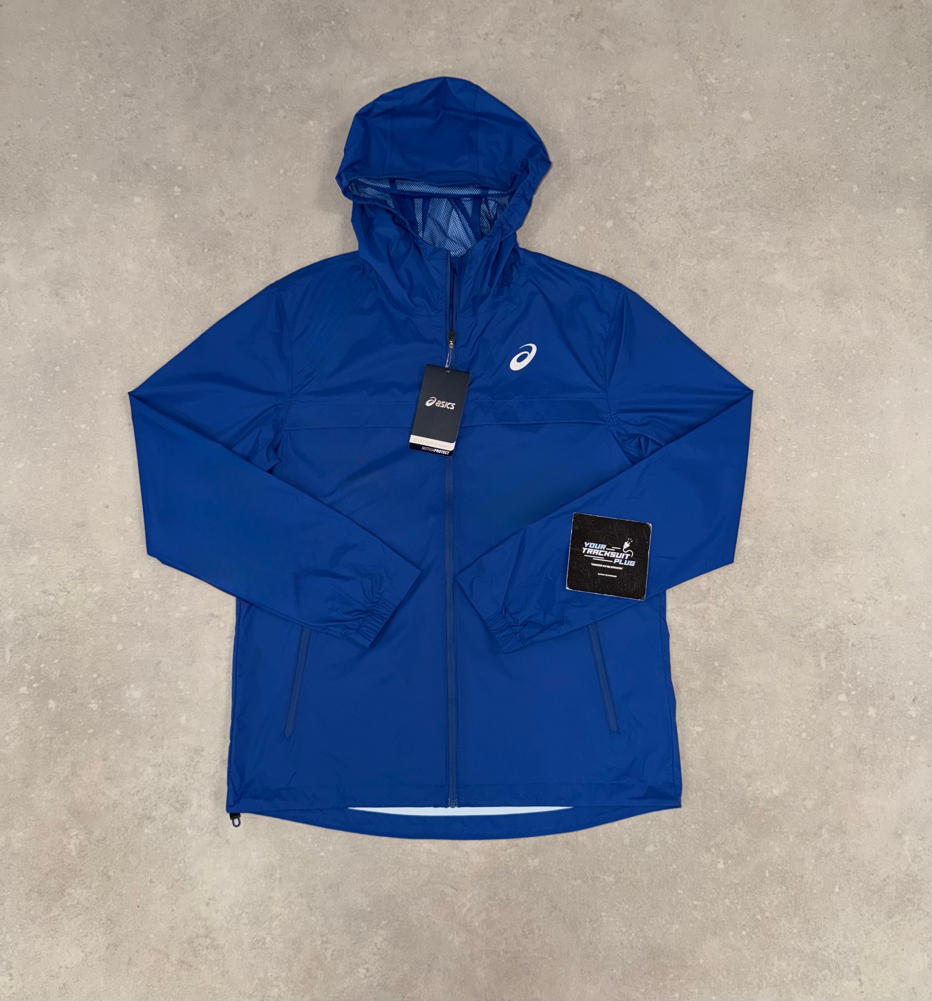 ASICS BLUE & GREY TRACKSUIT RAIN JACKET // VERY EXCLUSIVE
