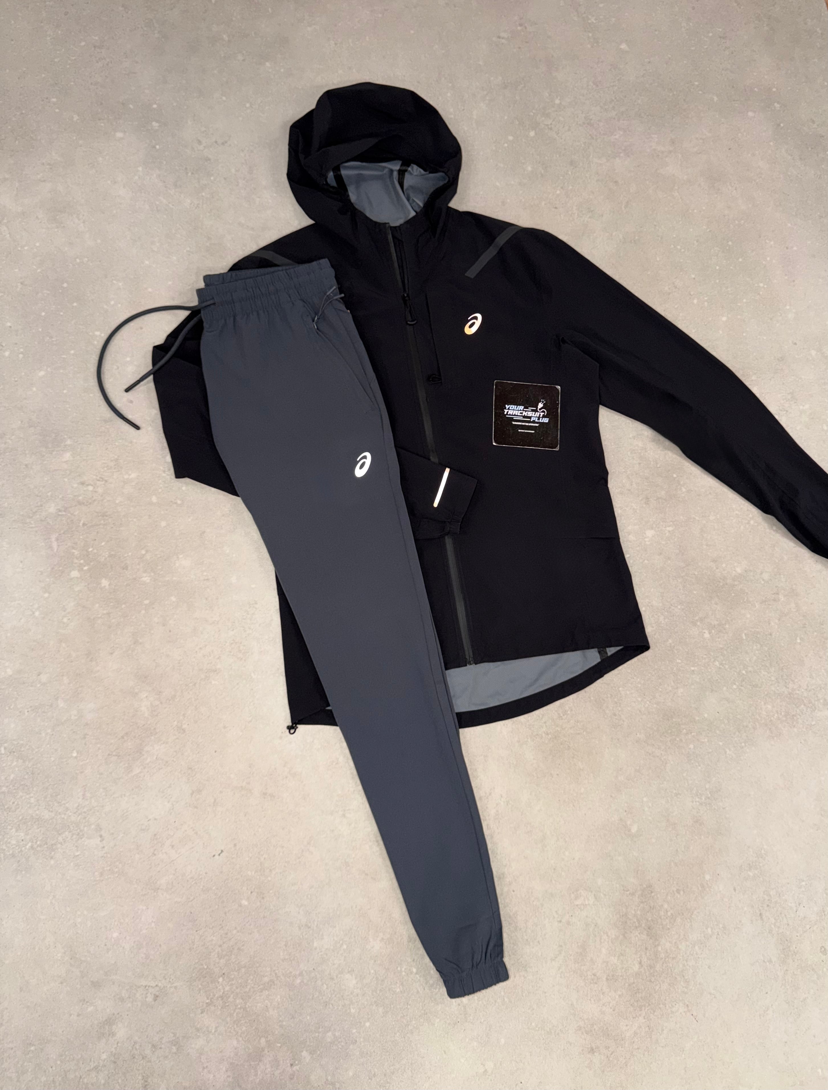 ASICS SOFT-SHELL TRACKSUIT BLACK & GREY // VERY EXCLUSIVE
