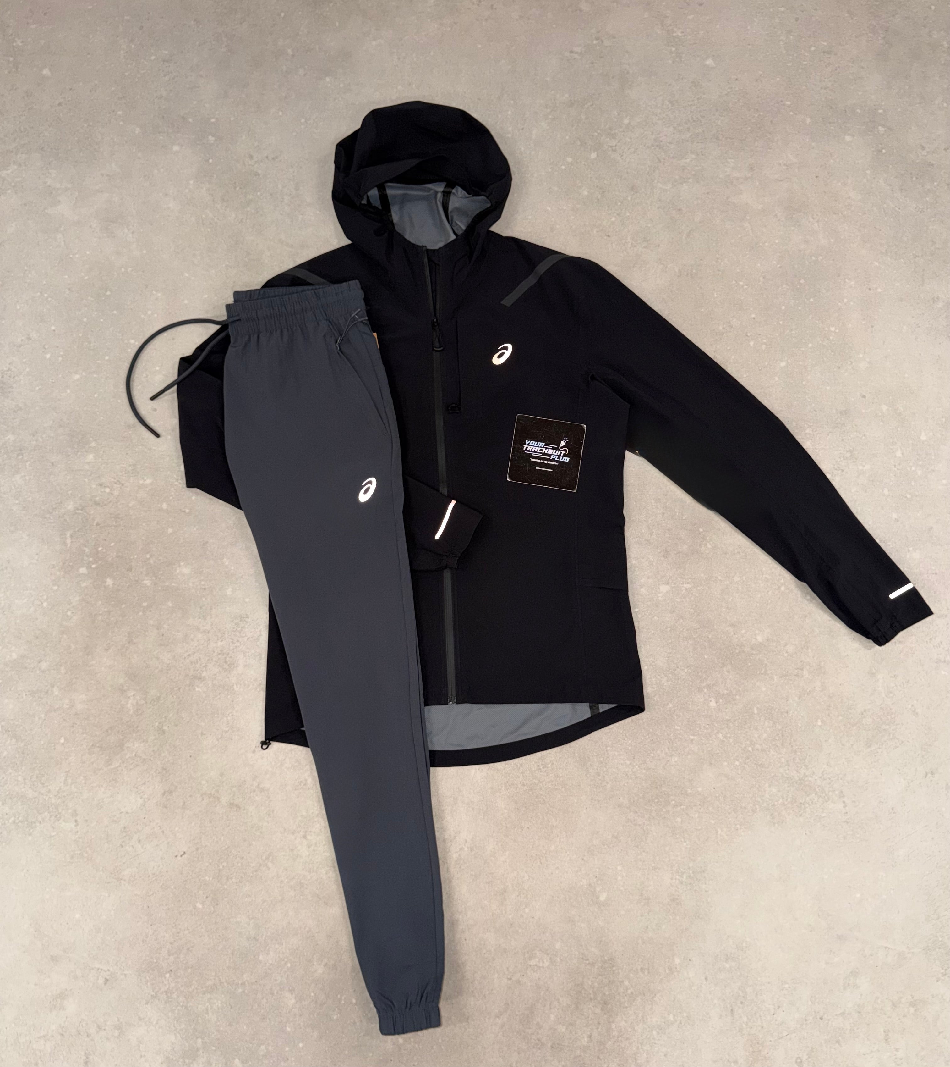 ASICS SOFT-SHELL TRACKSUIT BLACK & GREY // VERY EXCLUSIVE