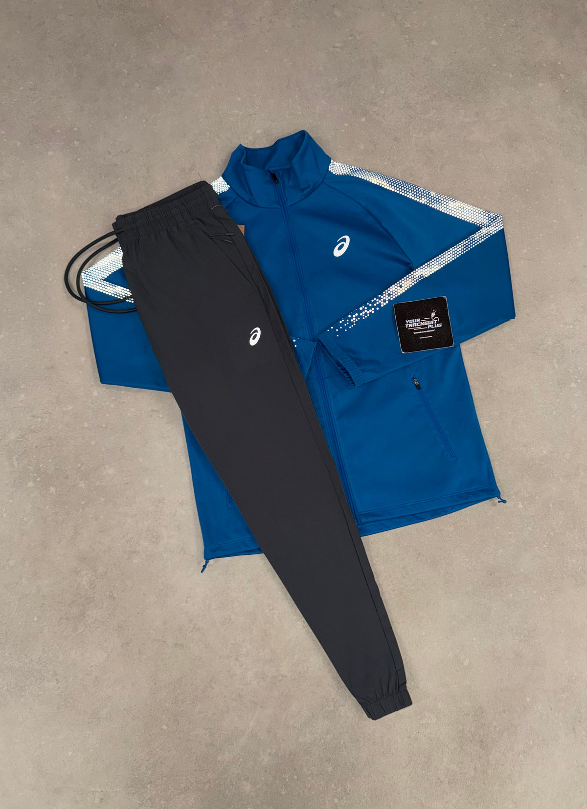 ASICS BLUE & GREY SOFT-SHELL TRACKSUIT // VERY EXCLUSIVE