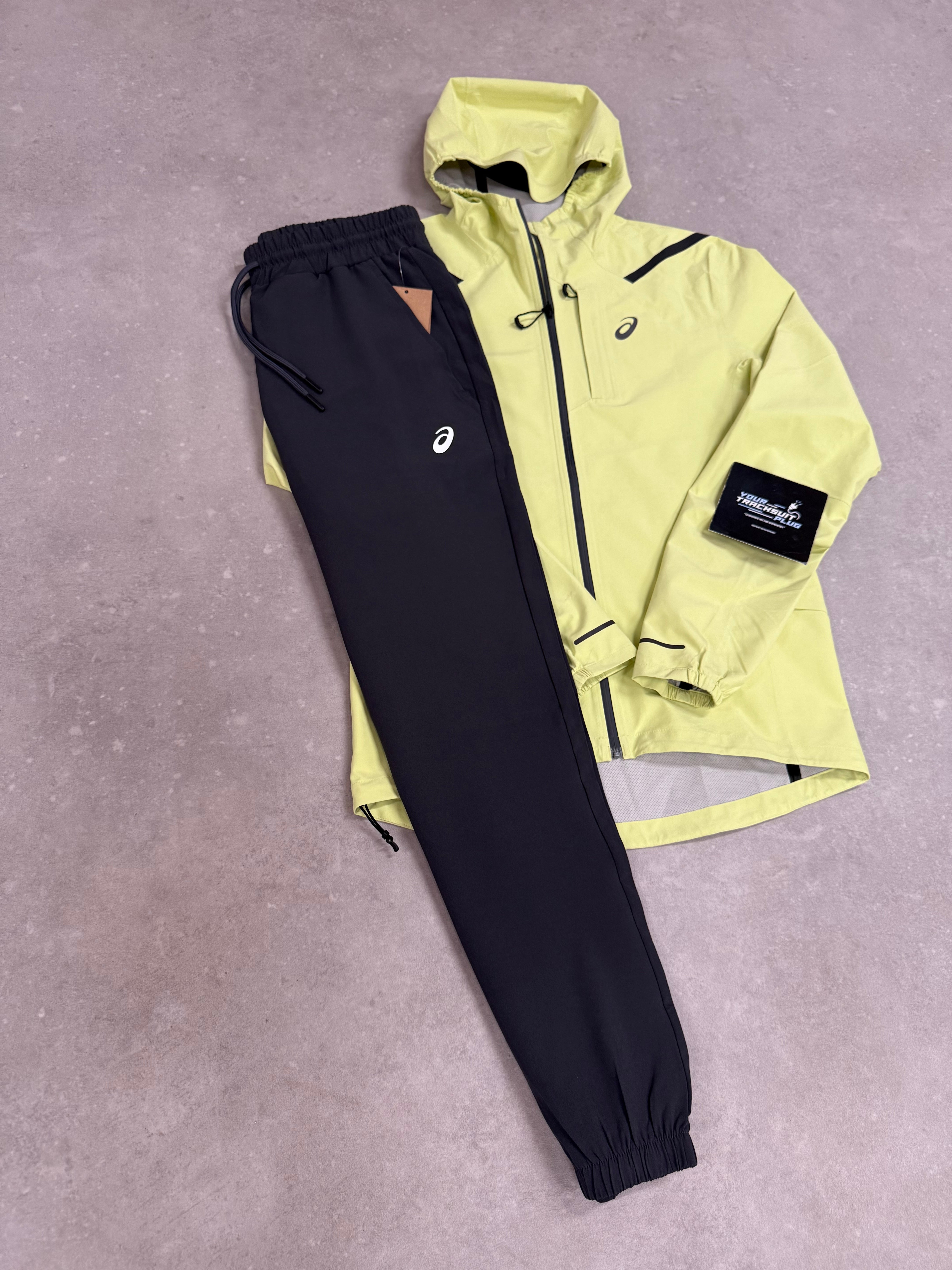 ASICS SOFT-SHELL TRACKSUIT YELLOW WITH SMOKE GREY PANTS // VERY EXCLUSIVE
