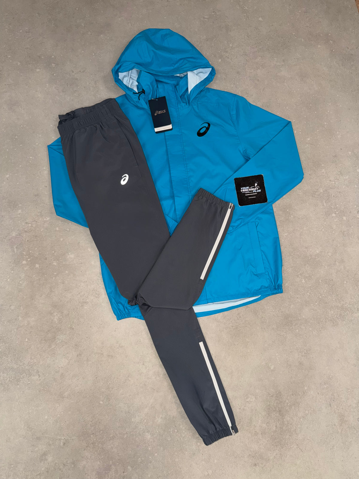 ASICS RAIN JACKET BLUE & GREY TRACKSUIT // LIMITED EDITION