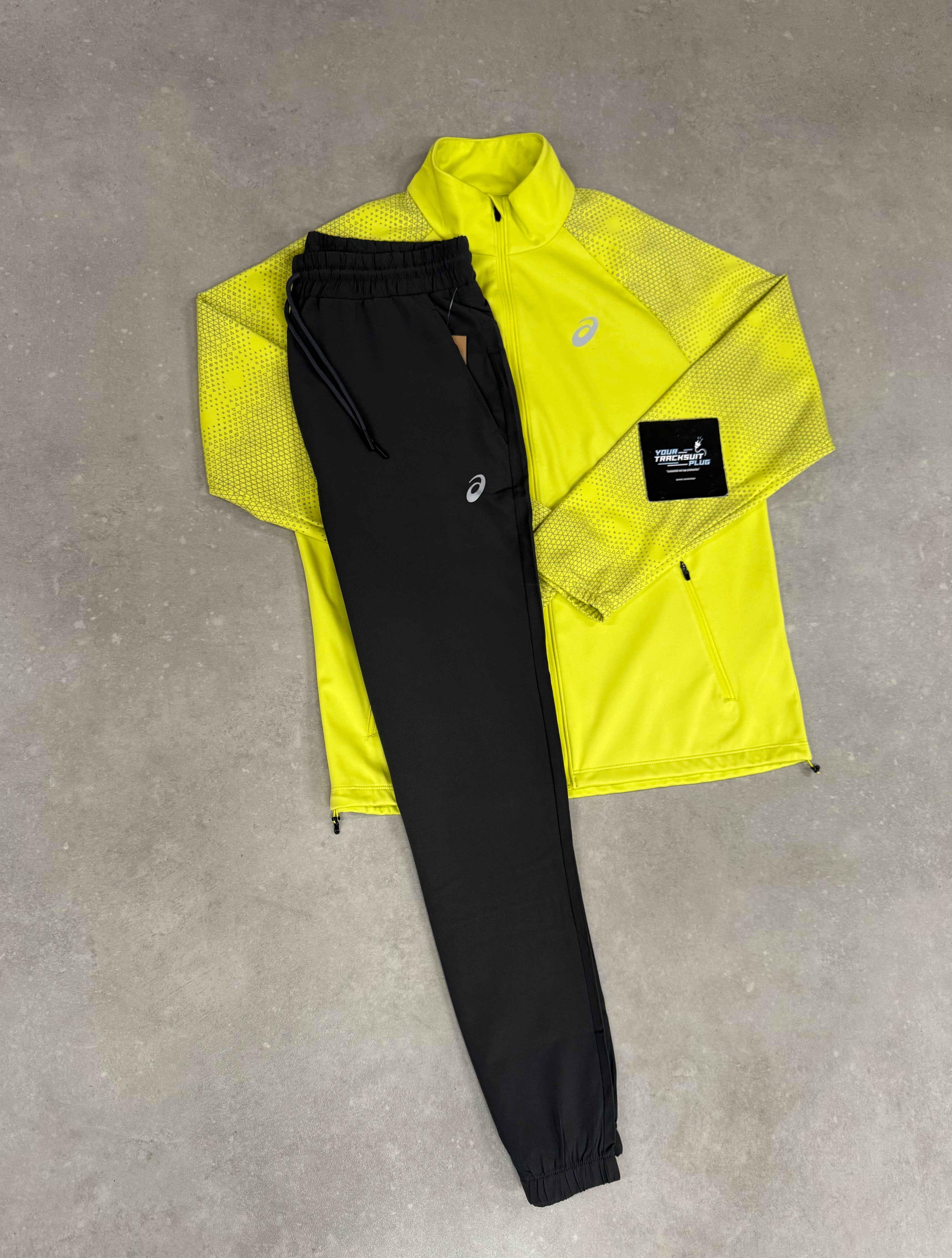 ASICS SOFT-SHELL YELLOW TRACKSUIT WITH SMOKE GREY PANTS // LIMITED EDITION