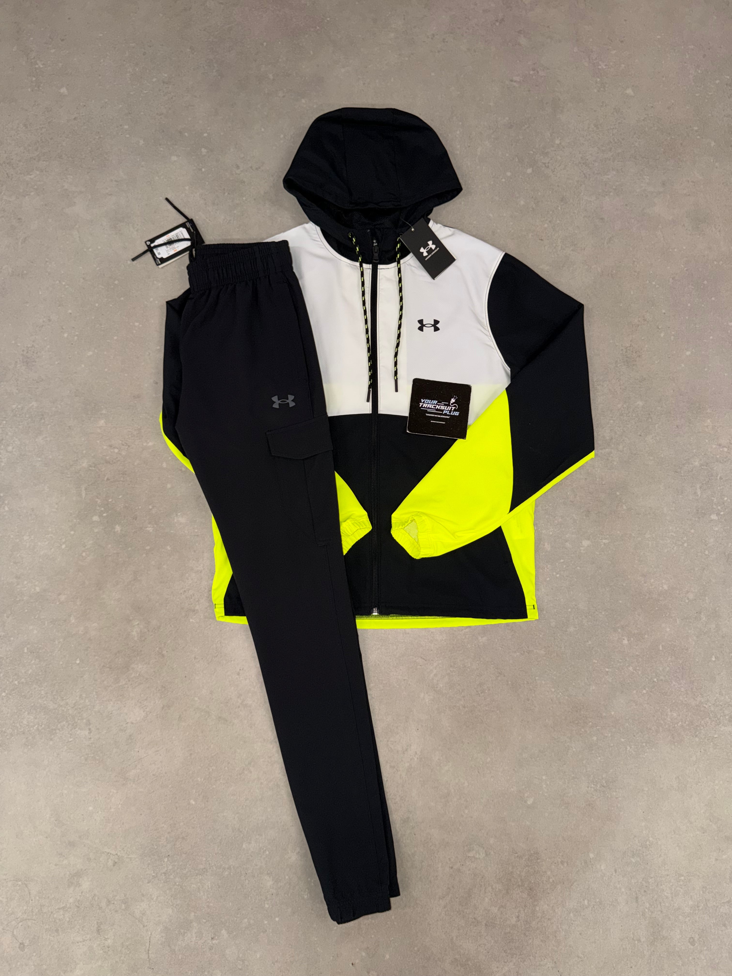 UNDER ARMOUR BLACK ~WHITE & YELLOW TRACKSUIT // VERY EXCLUSIVE