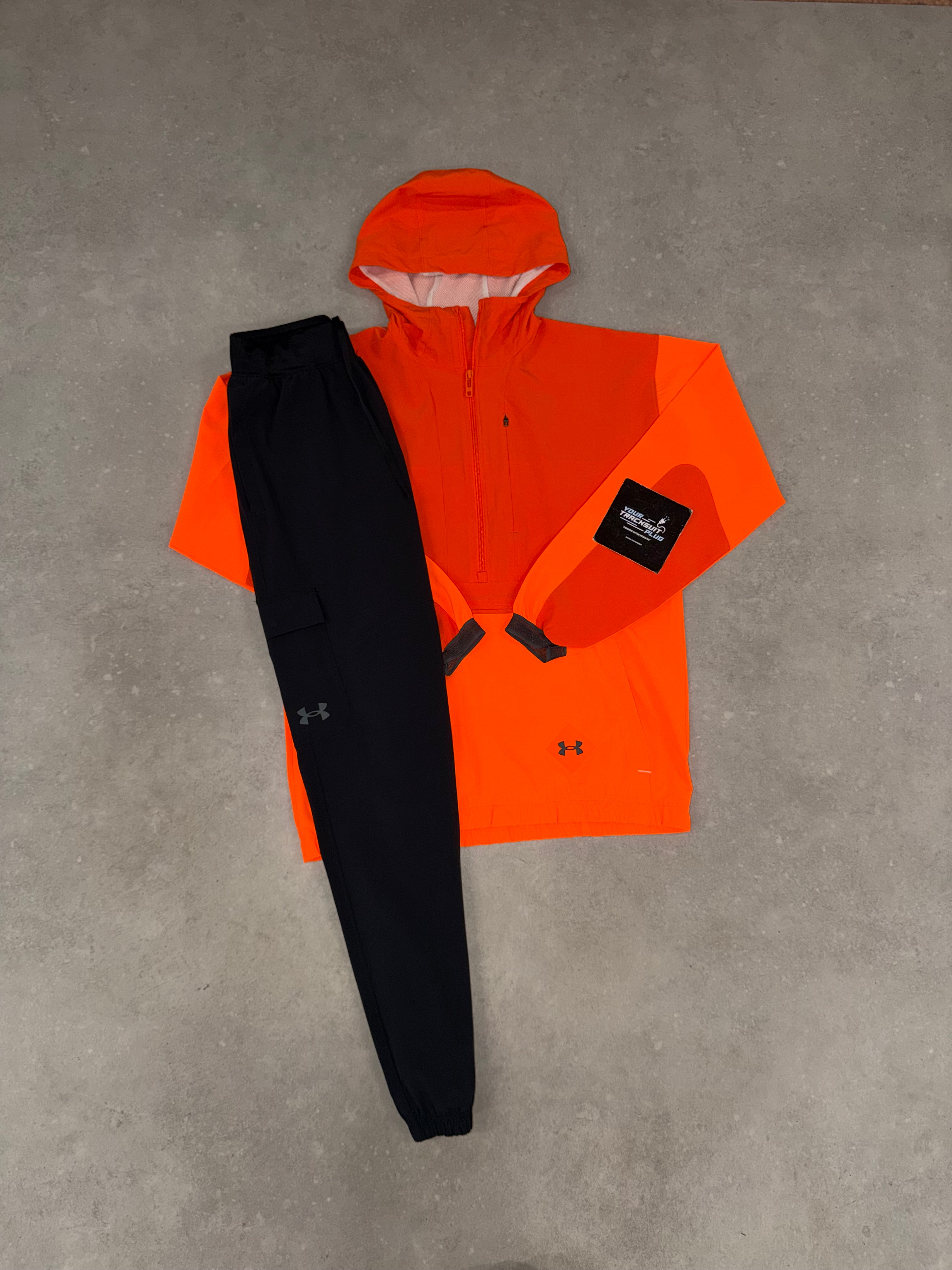 UNDER ARMOUR CARGO BLACK & ORANGE TRACKSUIT // VERY EXCLUSIVE